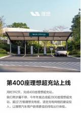 理想汽車：第400座理想超充站正式上線